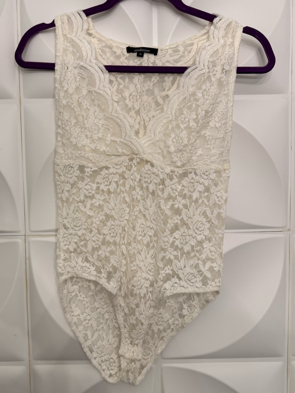 Ambiance Cream Lace Bodysuit
